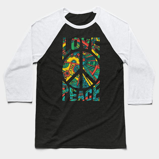 Peace and love Baseball T-Shirt by Myartstor 